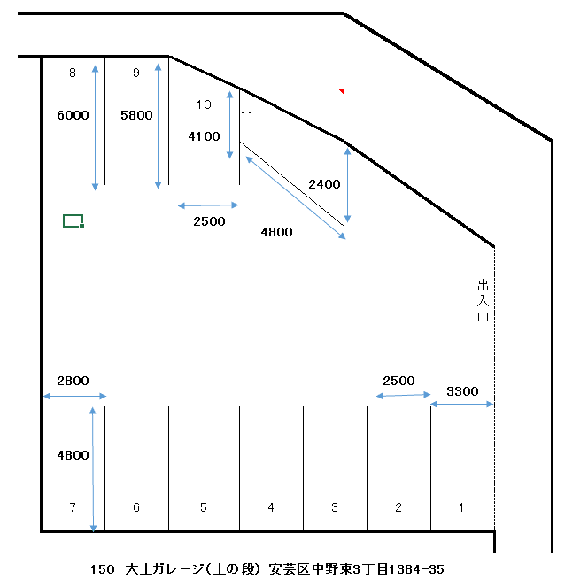 大上ガレージ（上の段）の駐車配置図