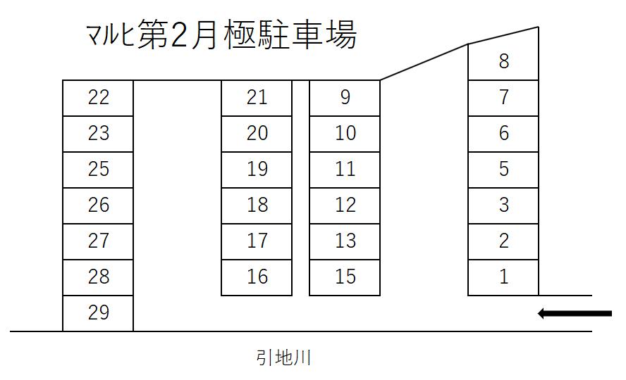 ﾏﾙﾋ第2月極駐車場の駐車配置図
