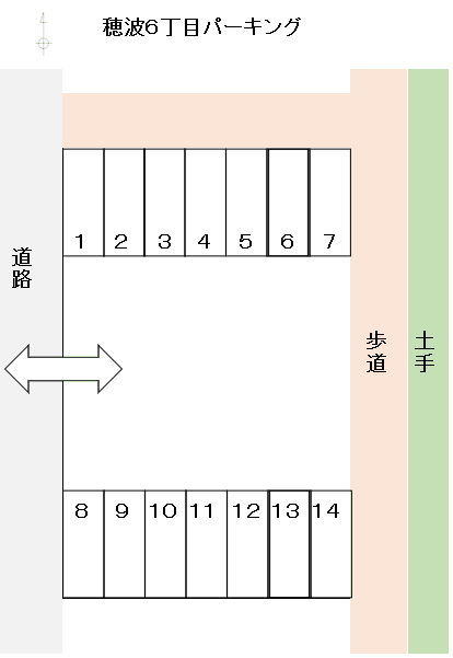 穂波６丁目パーキングの駐車配置図