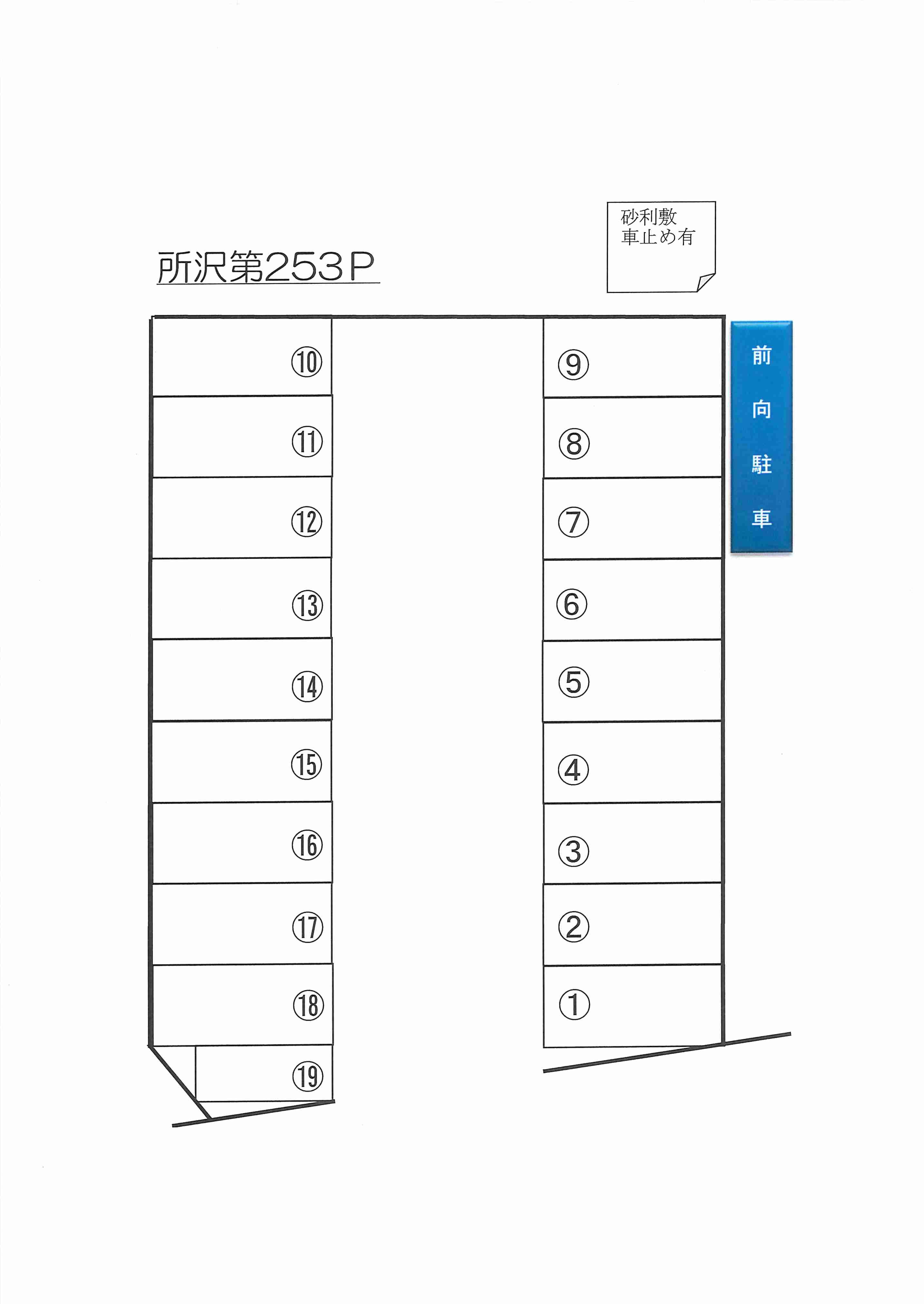 所沢第２５３Pの駐車配置図