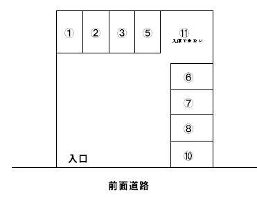 陣崎(牛田東)ガレージの駐車配置図