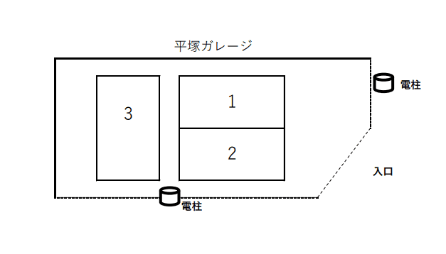 平塚ガレージの駐車配置図