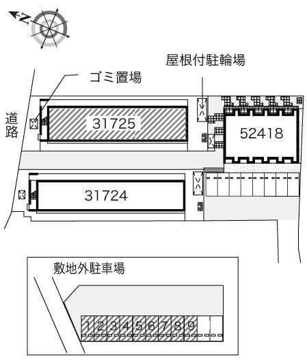 メルベーユ(31725) 敷地外駐車場の駐車配置図