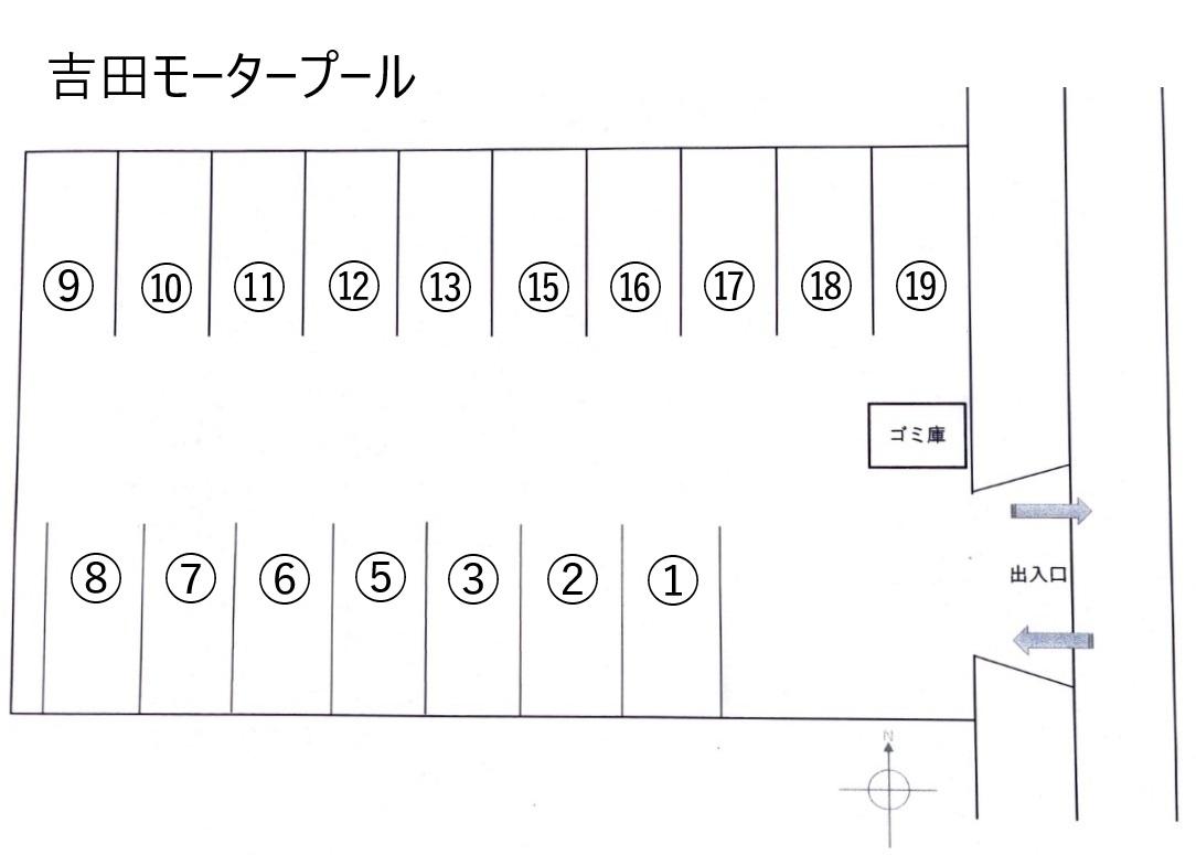 吉田モータープールの駐車配置図