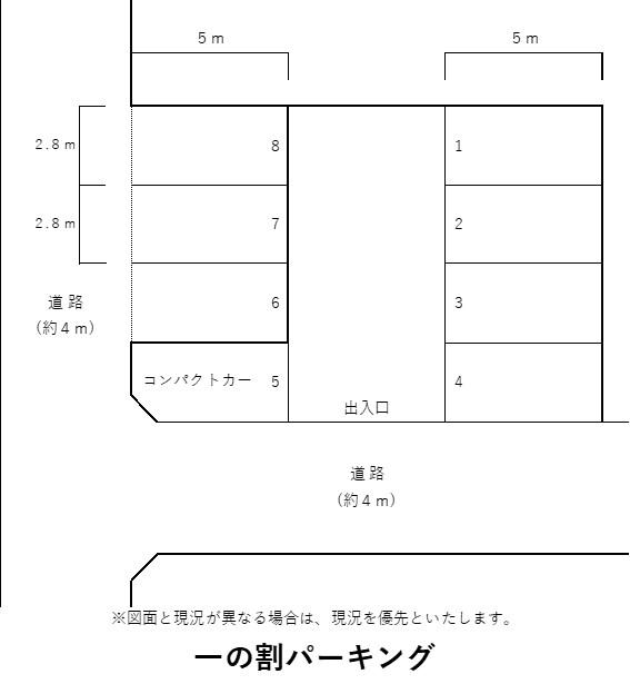 一の割パーキングの駐車配置図
