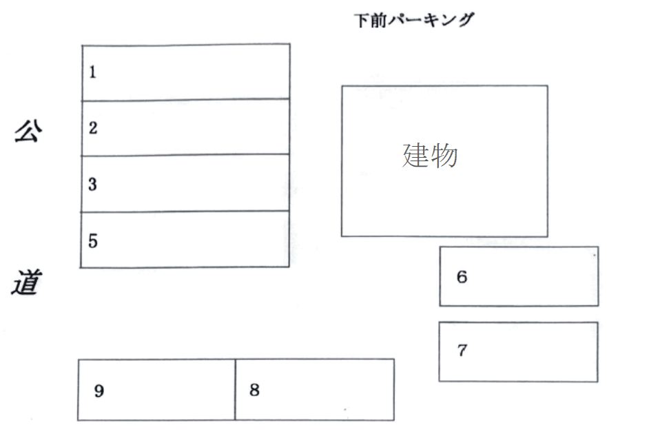 下前パーキングの駐車配置図