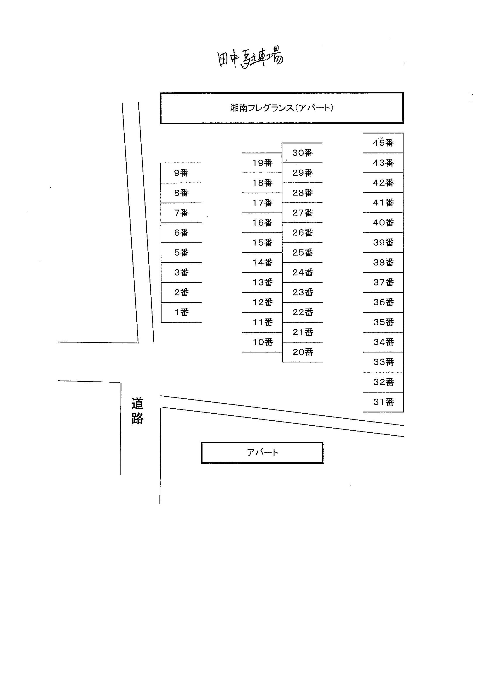 田中駐車場の駐車配置図