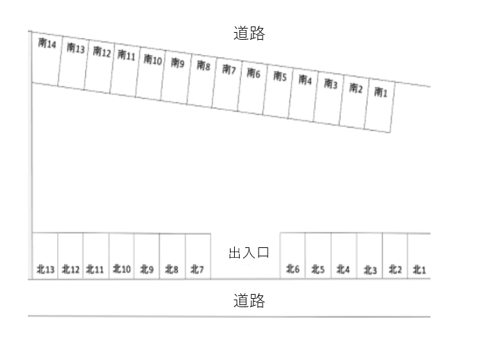 散田町駐車場の駐車配置図
