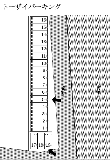 トーザイ月極駐車場の駐車配置図