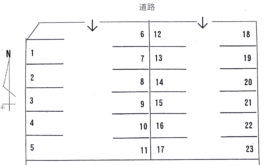 ㈱加藤理研工業上萱津森8番駐車場の駐車配置図