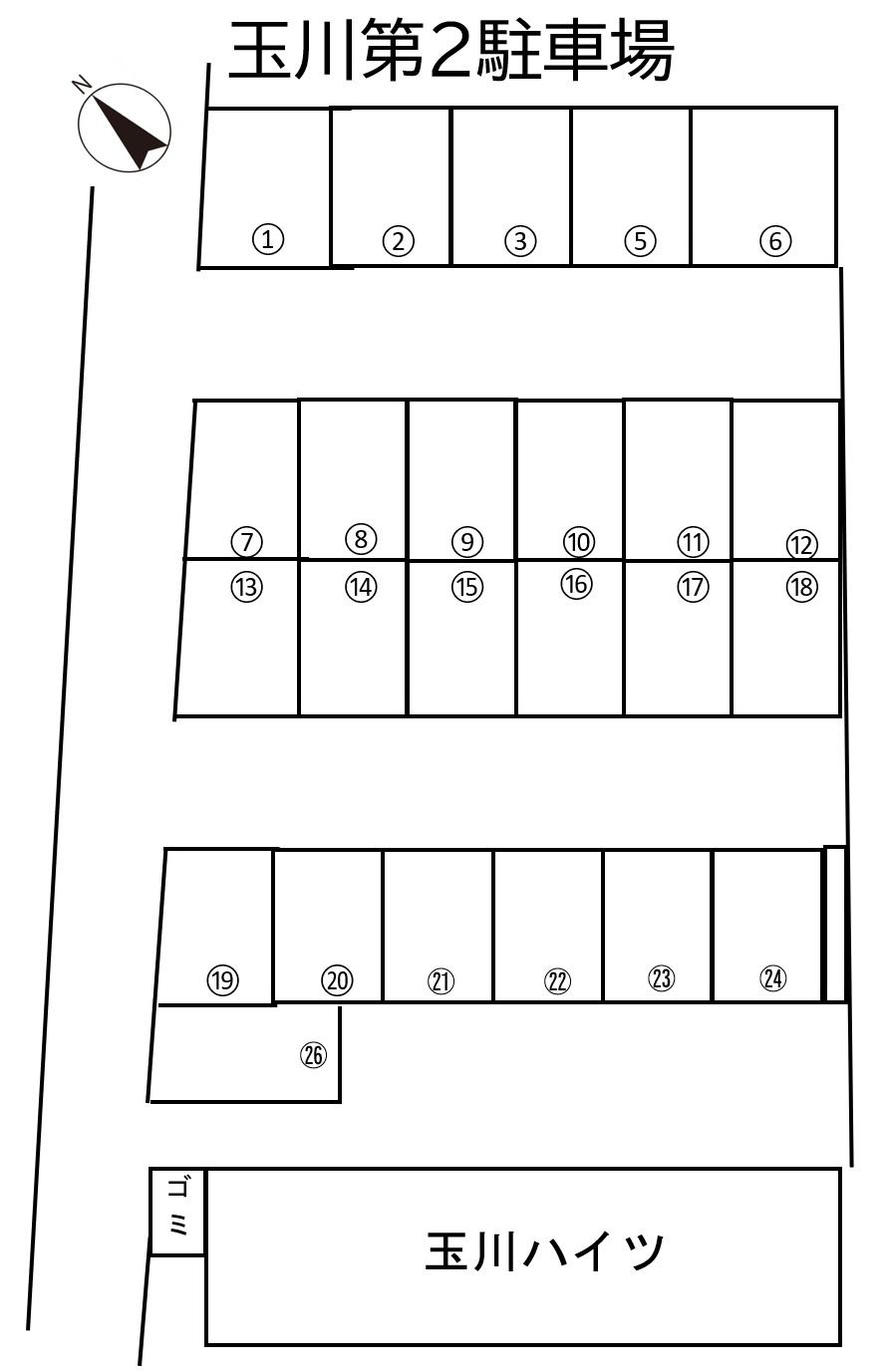 玉川第２駐車場の駐車配置図