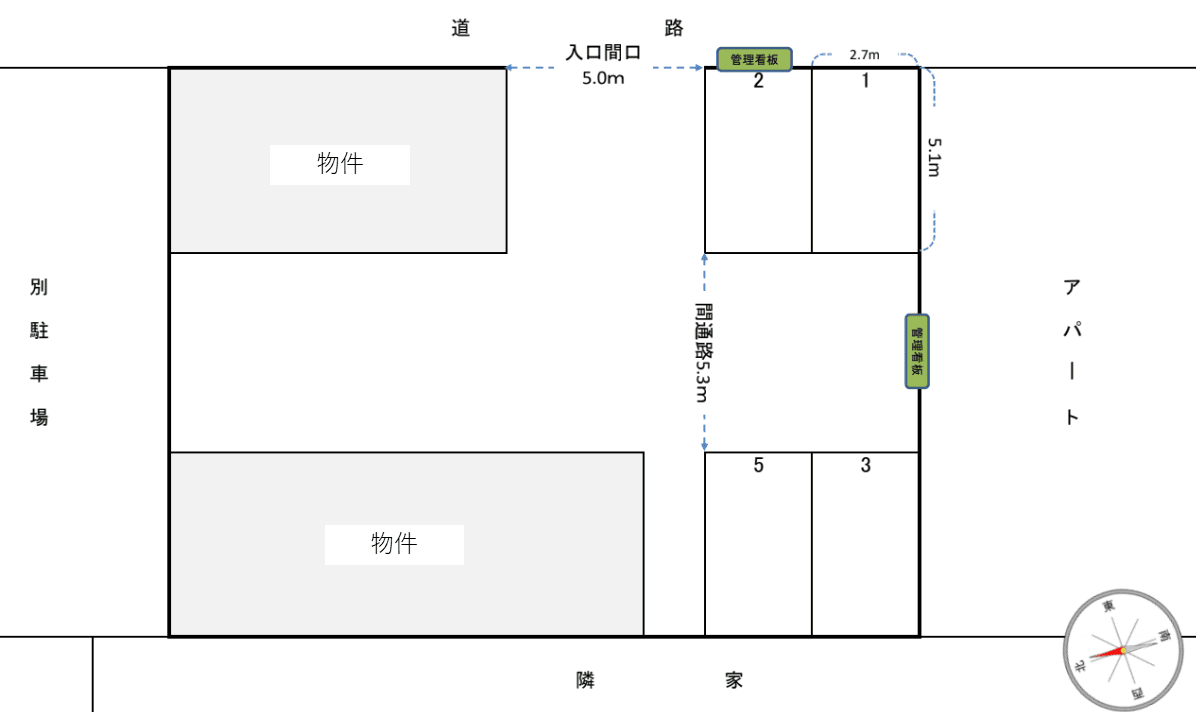 玉川第２駐車場の駐車配置図