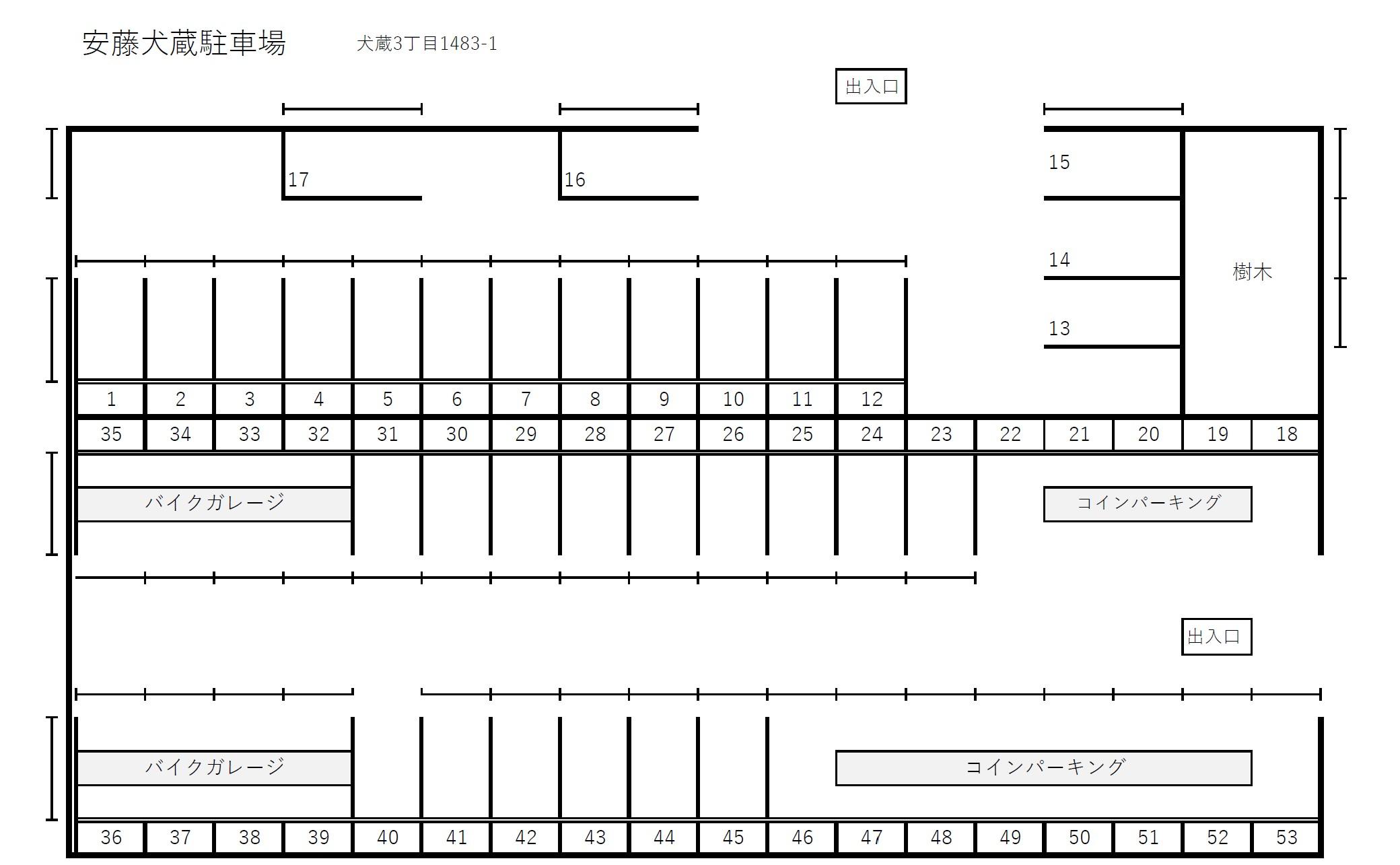 安藤犬蔵駐車場の駐車配置図