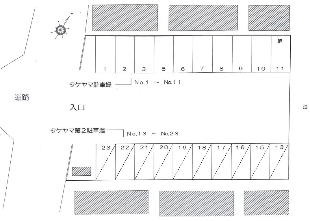 タケヤマ駐車場の駐車配置図