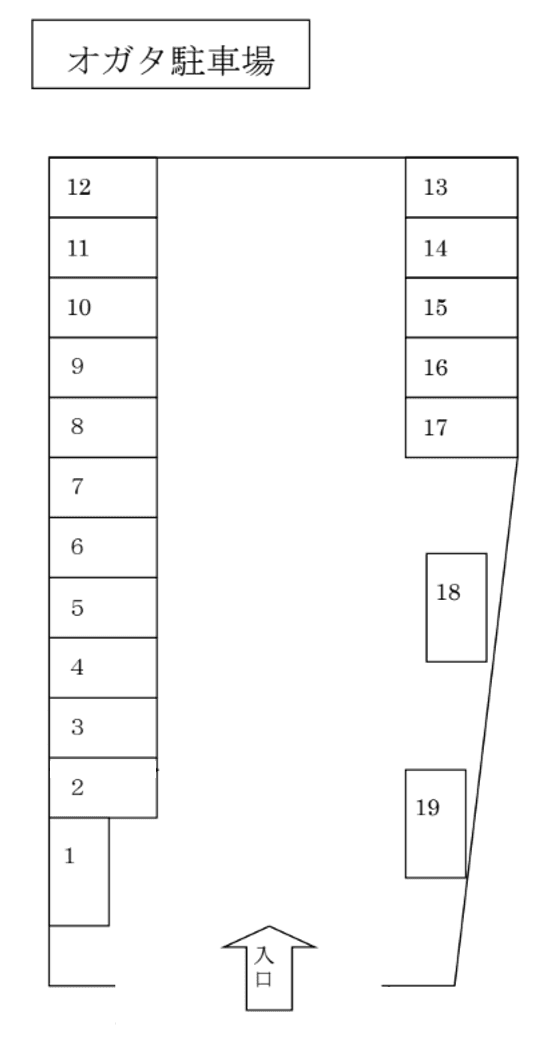 オガタ駐車場の駐車配置図