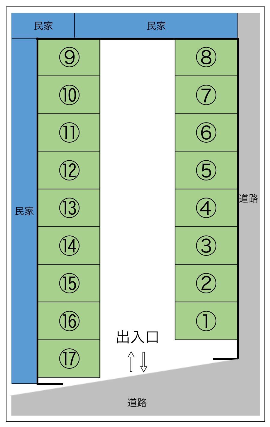 茂福月極駐車場の駐車配置図