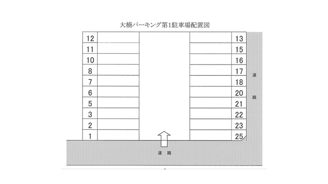 大楠パーキング第一の駐車配置図