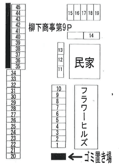 柳下商事第９駐車場の駐車配置図