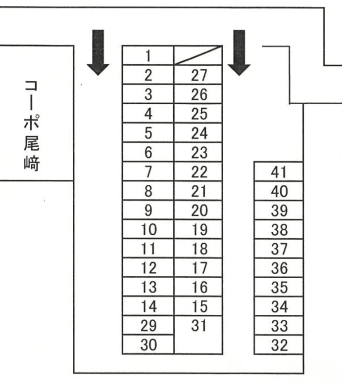 尾﨑北野駐車場の駐車配置図