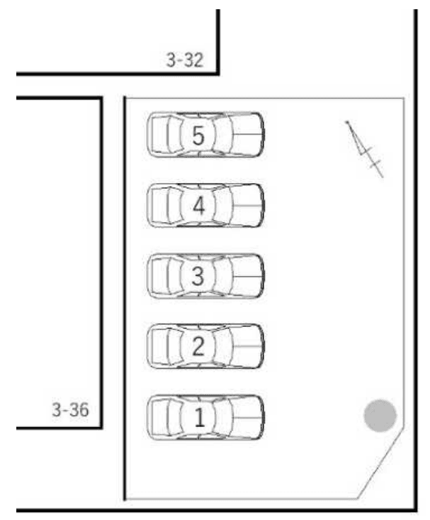 北17東17パーキングの駐車配置図