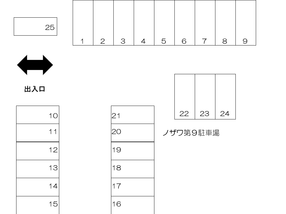 ノザワ第９駐車場の駐車配置図