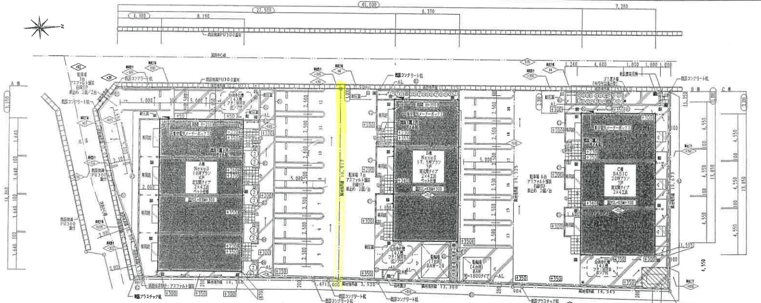 プラッサムコ－ト小路Ａの駐車配置図