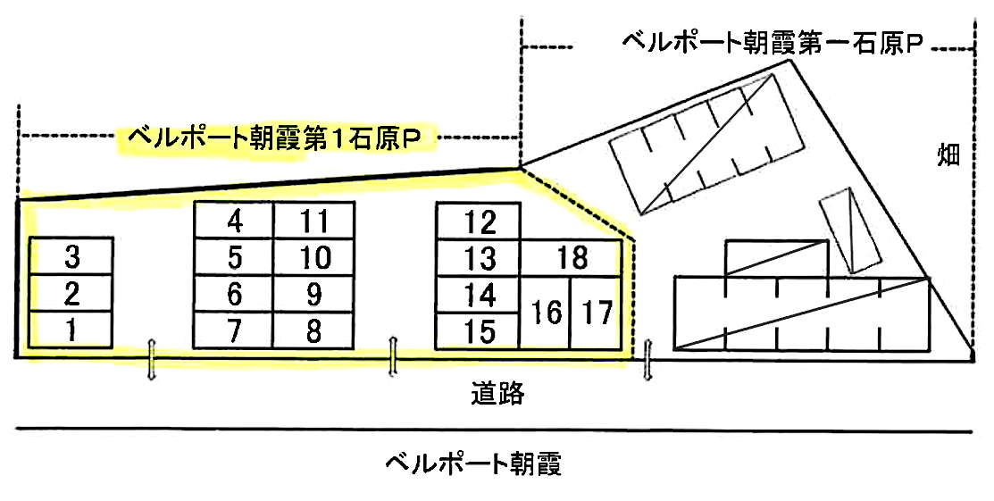 ベルポート朝霞第１石原Ｐの駐車配置図