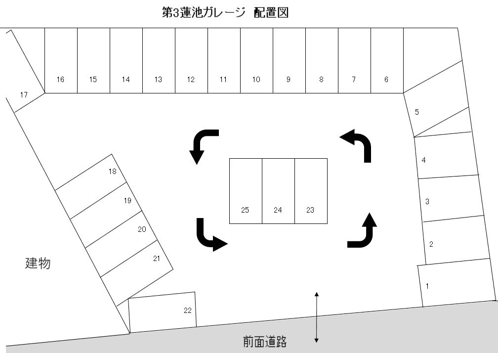 第３蓮池ガレージの駐車配置図