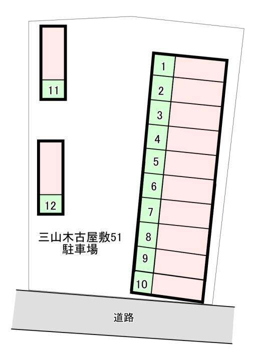 三山木古屋敷51駐車場の駐車配置図