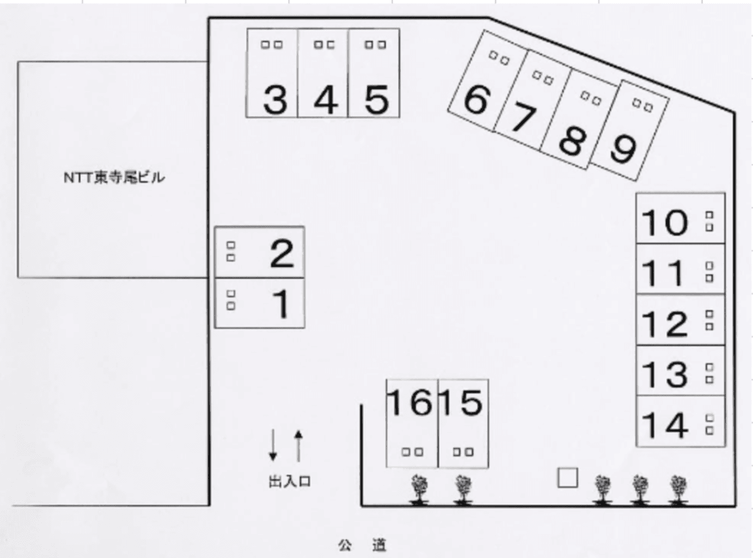 鶴見（東寺尾）駐車場の駐車配置図