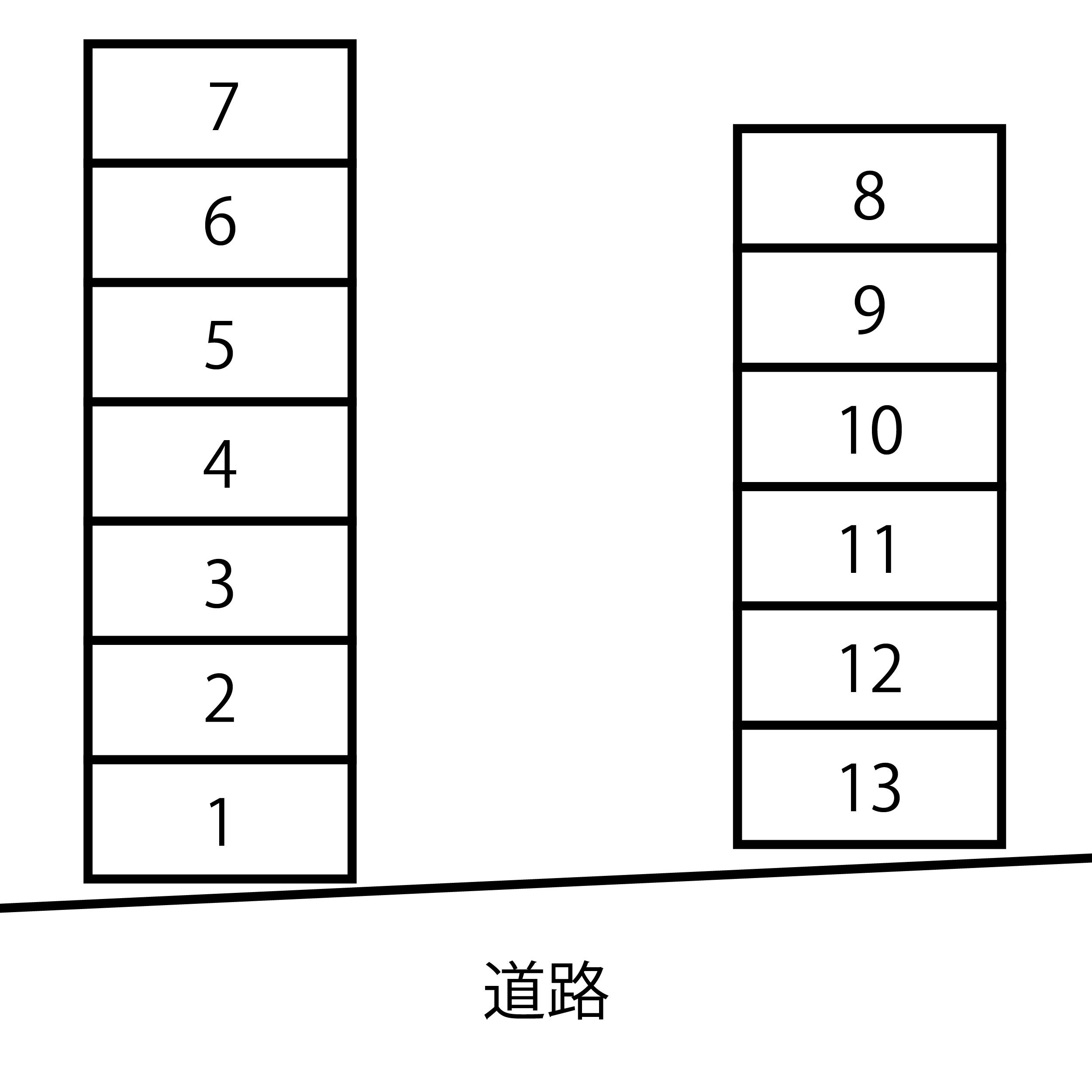PDサンピュアテン敷地内駐車場の駐車配置図