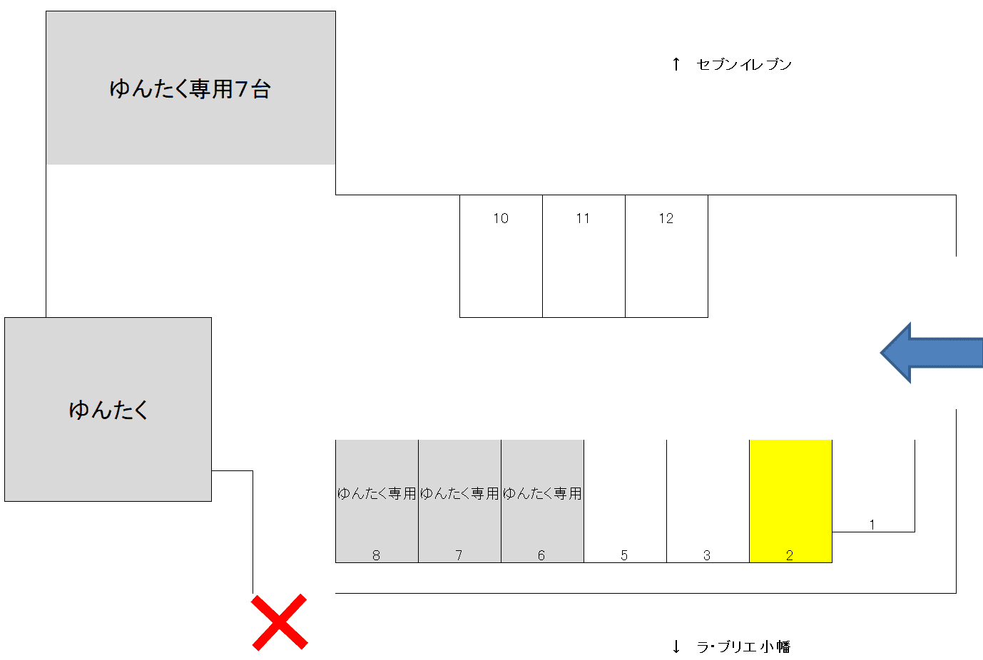 小幡中3-2511駐車場の駐車配置図