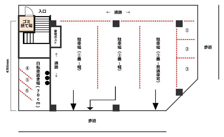エトワール泊パーキングの駐車配置図