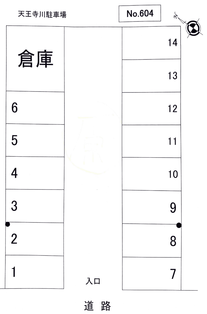 天王寺川駐車場の駐車配置図