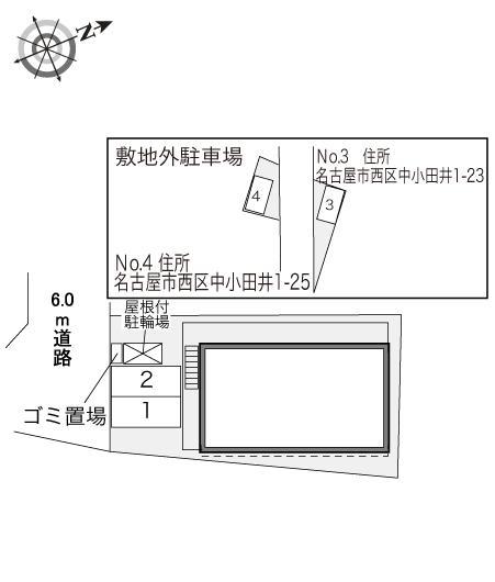 パールアケノ第４(34998)　敷地外駐車場の駐車配置図