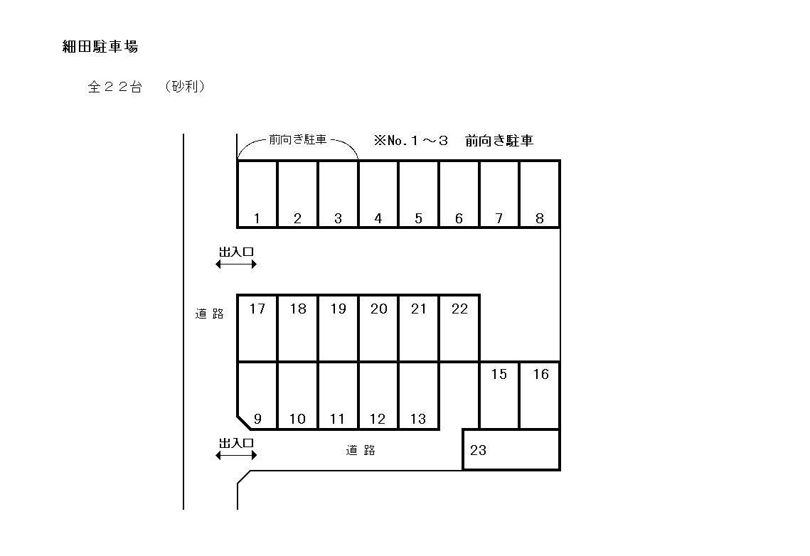 細田駐車場の駐車配置図