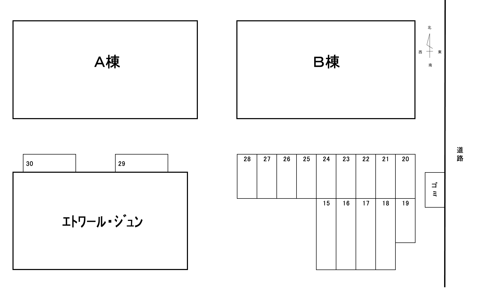 こばやハイツの駐車配置図