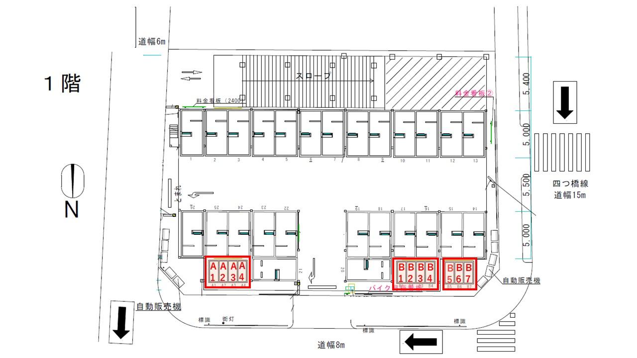 【バイク】南堀江1丁目第1の駐車配置図