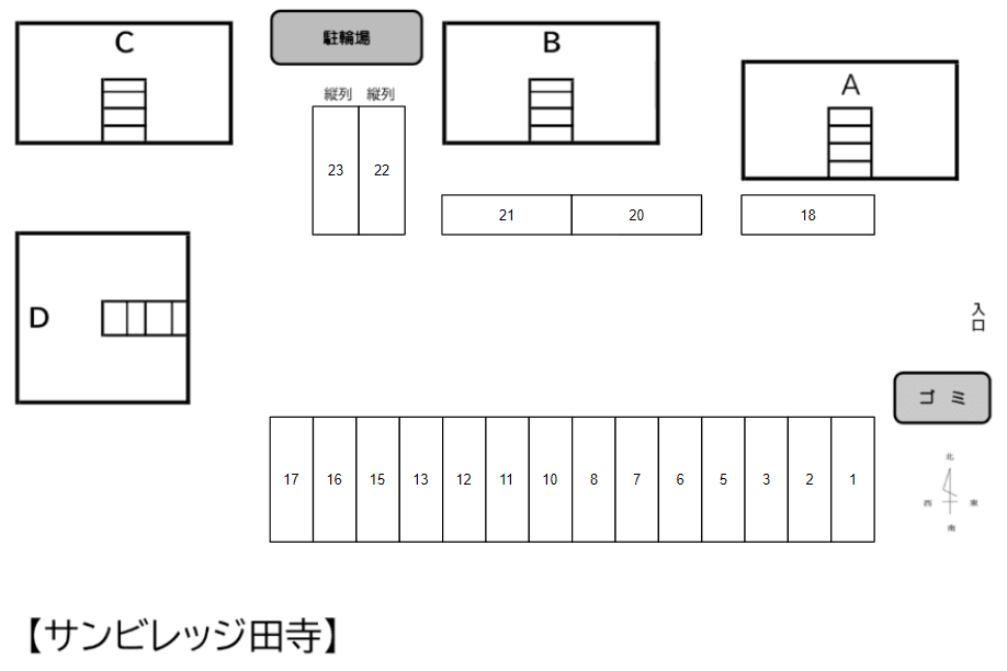 サンビレッジ田寺の駐車配置図