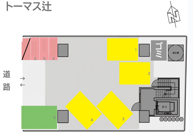 トーマス辻の駐車配置図