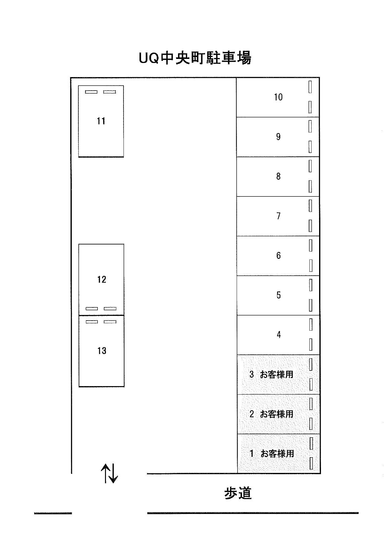 UQ中央町駐車場の駐車配置図