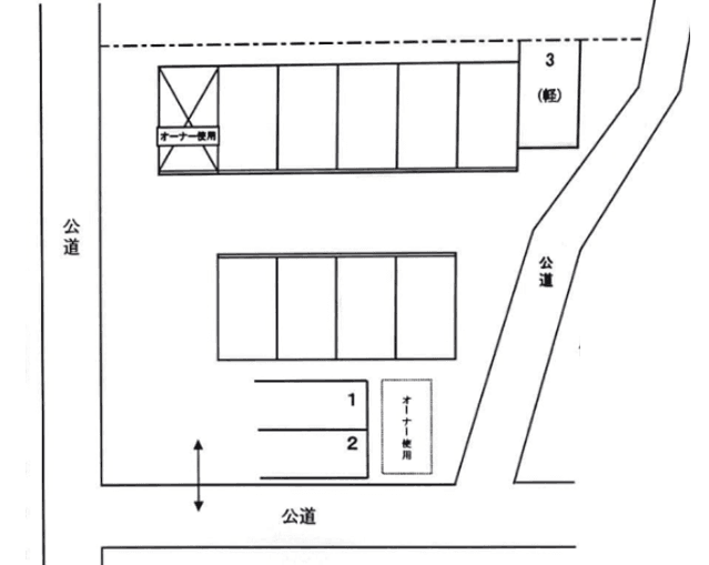 野村桜井ガレージ駐車場の駐車配置図
