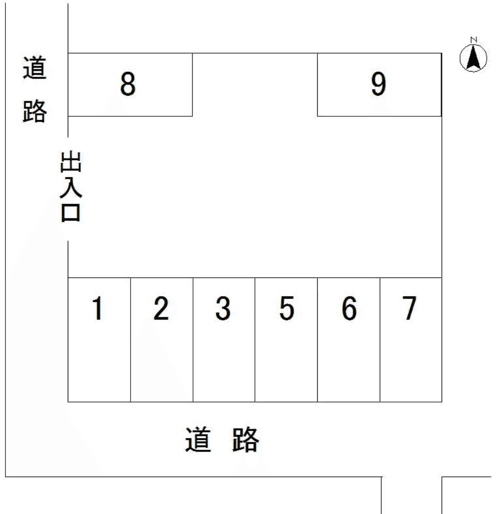 東真土N駐車場の駐車配置図