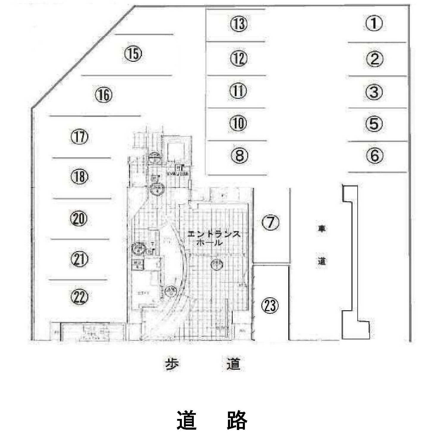 フェリーチャアイオイ敷地内パーキングの駐車配置図