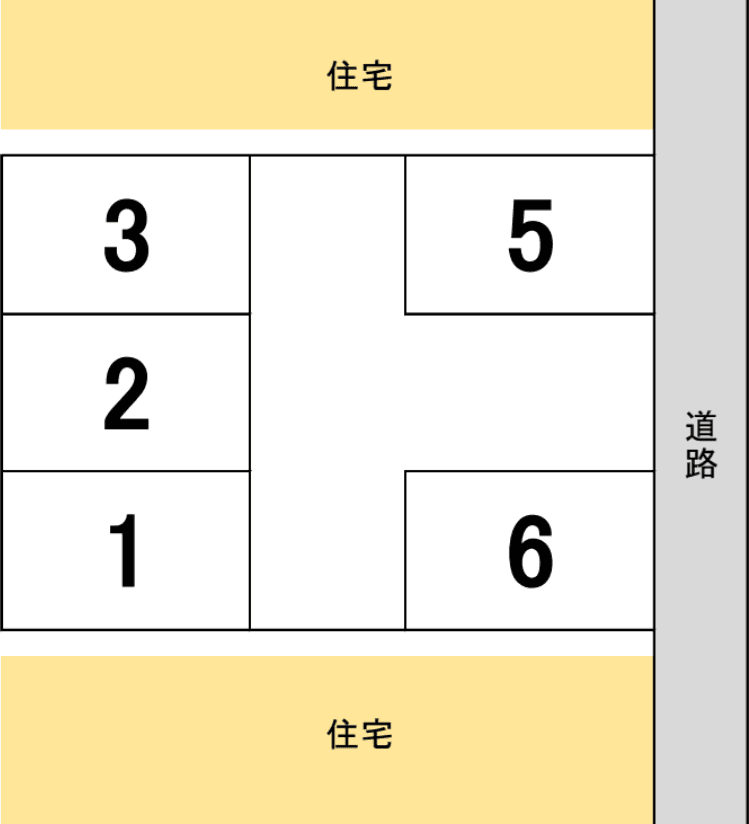 渚の荘パーキングの駐車配置図