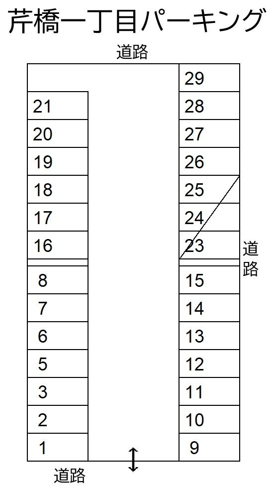 芹橋一丁目パーキングの駐車配置図