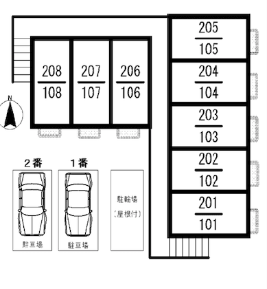 サンライズ皿沼駐車場の駐車配置図
