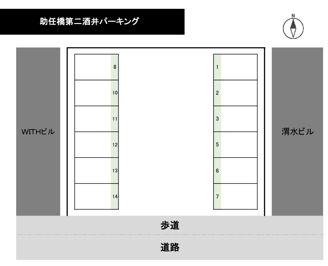 助任橋第二酒井パーキングの駐車配置図