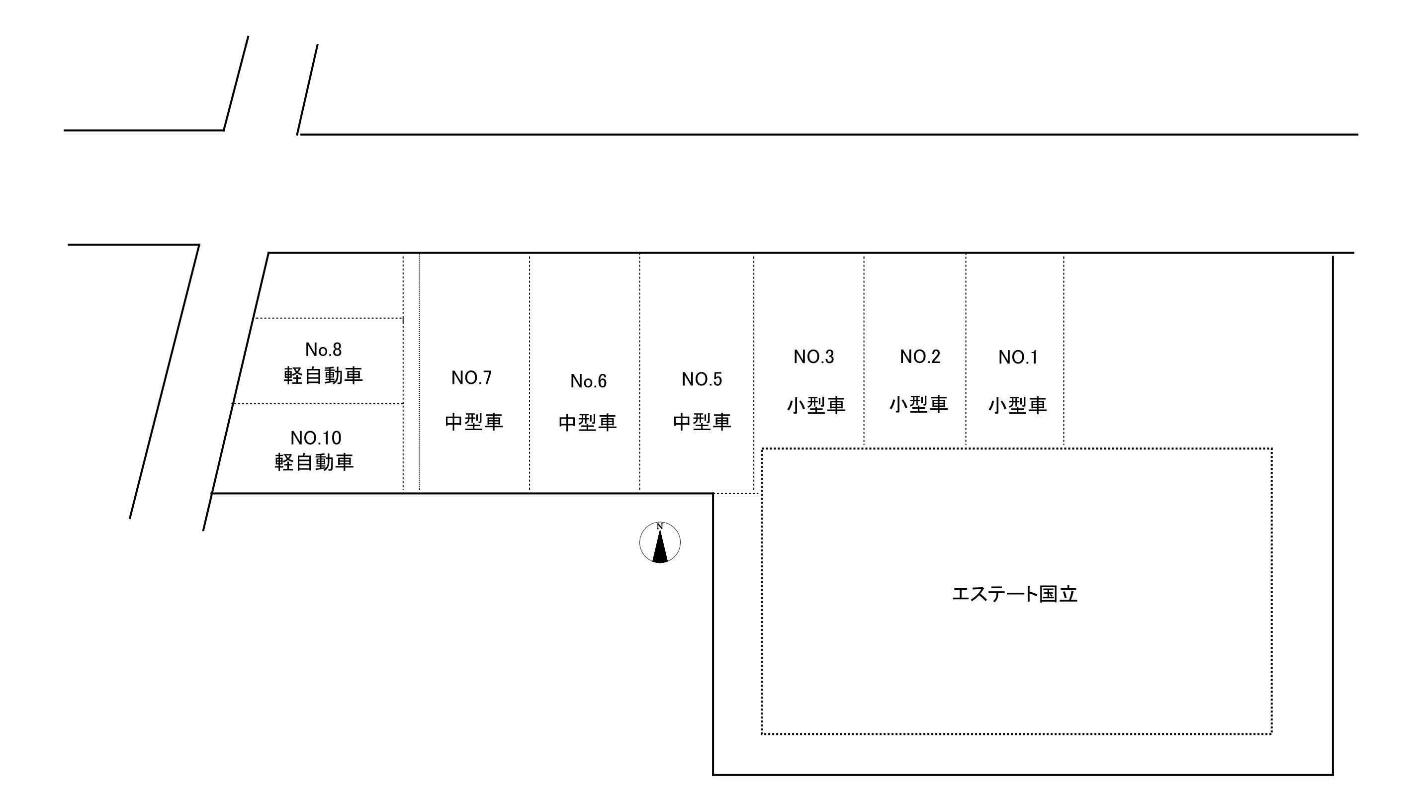 エステート国立　駐車場の駐車配置図