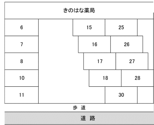 鹿山二丁目ハヤカワパーキングの駐車配置図